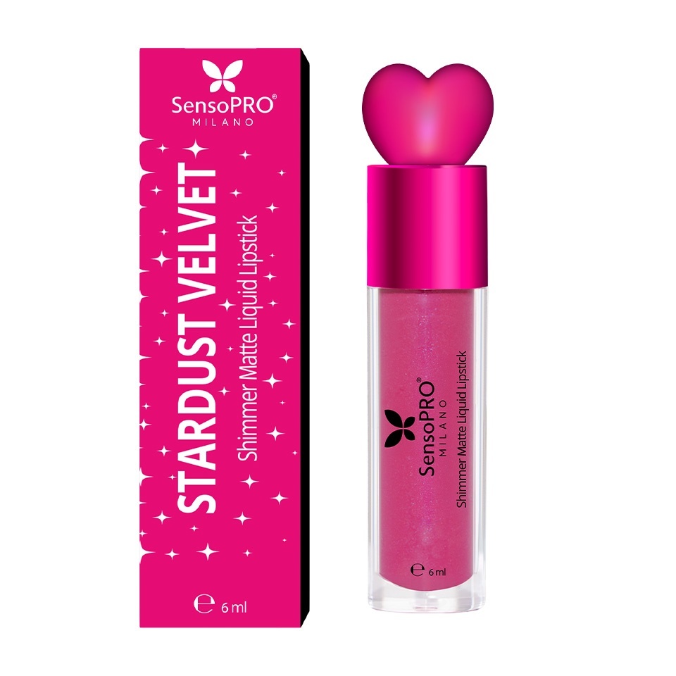 Ruj Lichid Mat cu Sclipici Stardust Velvet - SensoPRO Milano, Astral Rose — imaginea 2