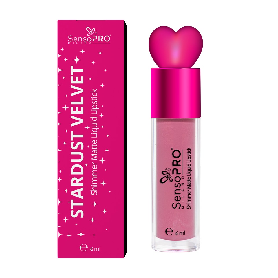 Ruj Lichid Mat cu Sclipici Stardust Velvet - SensoPRO Milano, Celestial Blush - 1 | YEO