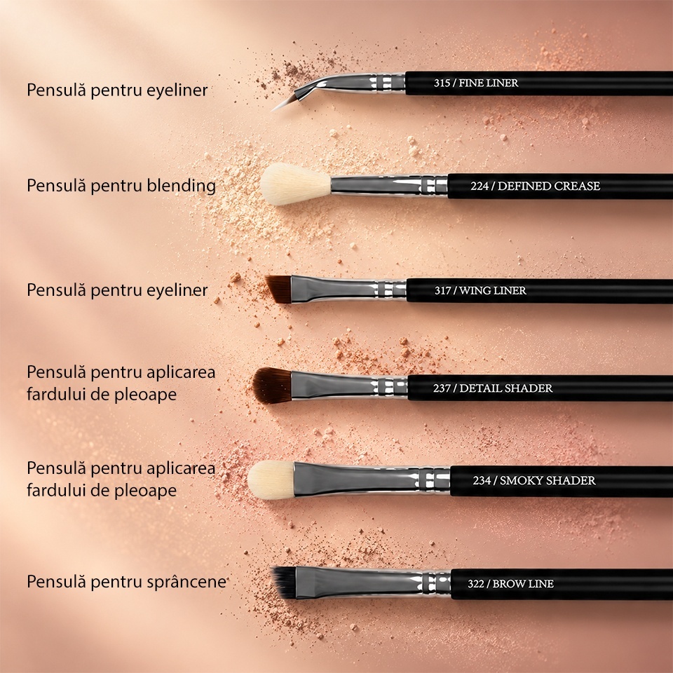 Set 12 Pensule Machiaj LUXORISE Brilliance Silver + Borseta CADOU – imagine 4