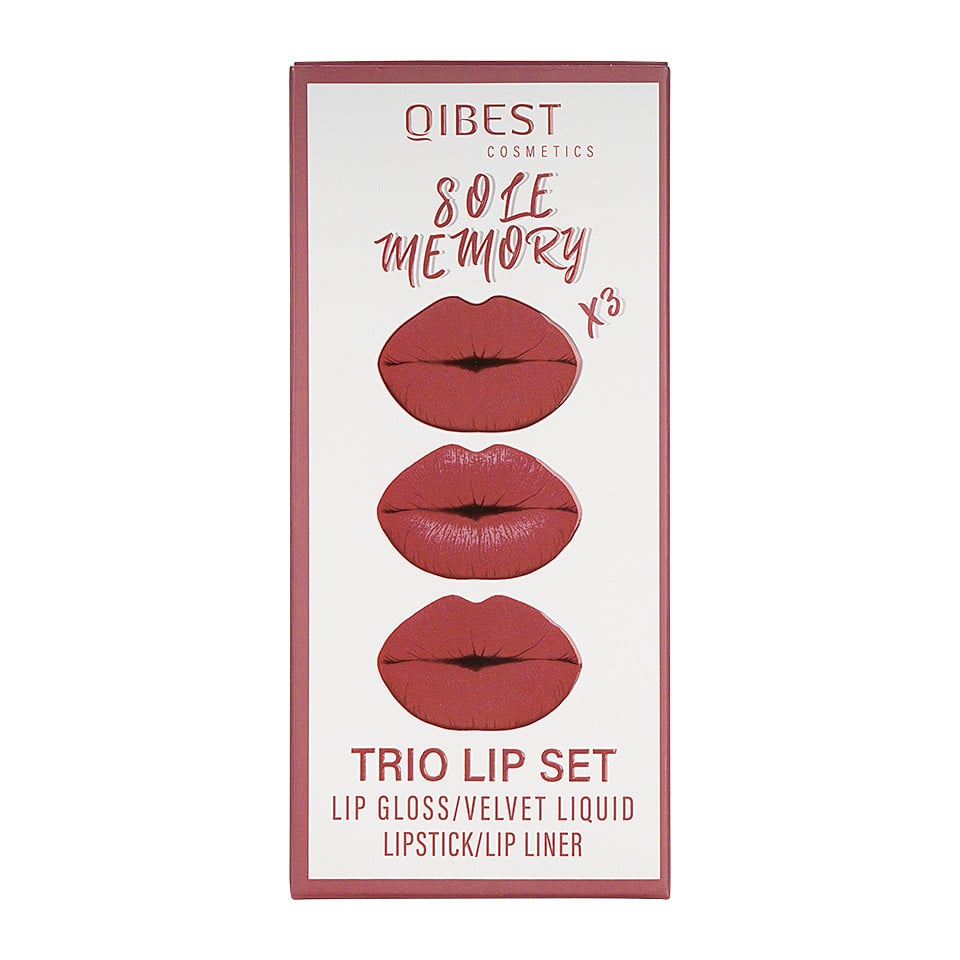 Set 3 in 1 Ruj Lichid Mat & Lip Gloss & Creion Contur Buze Qibest #01 - 2 | YEO