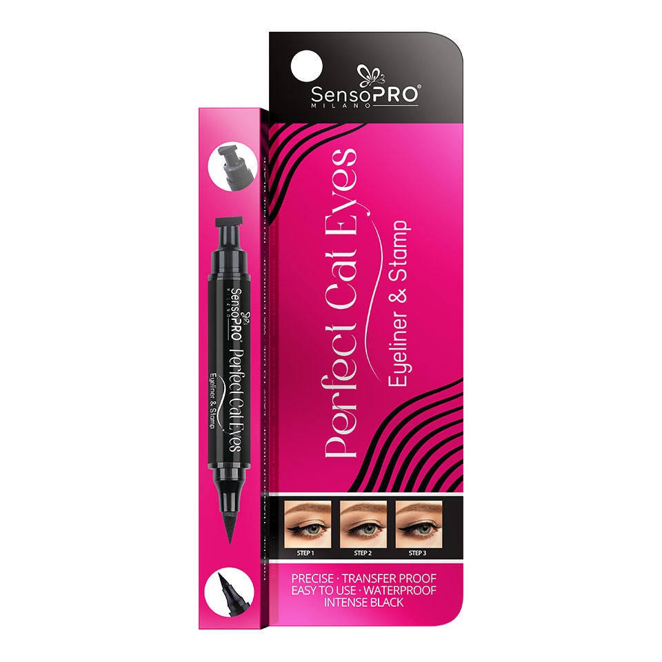 Eyeliner Carioca cu Stampila 2 in 1 Perfect Cat Eyes SensoPRO Milano - 2 | YEO