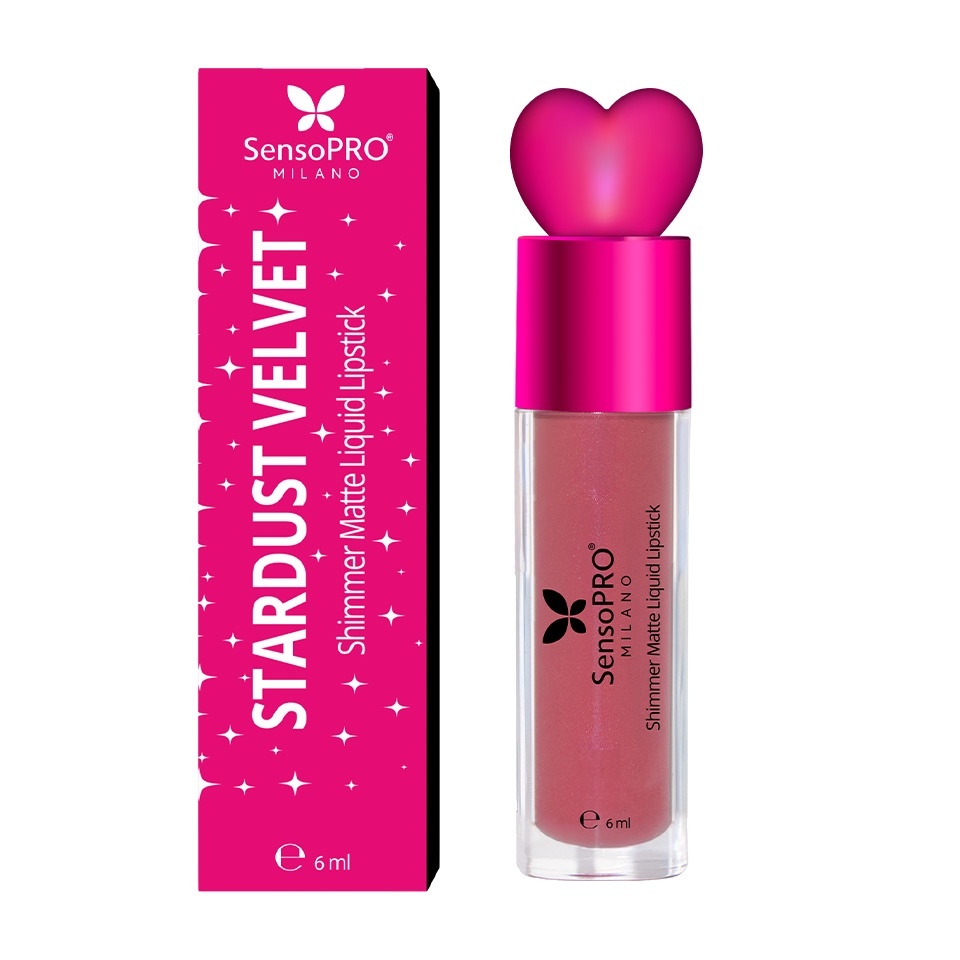 Ruj Lichid Mat cu Sclipici Stardust Velvet - SensoPRO Milano, Nebula Wine — imaginea 2