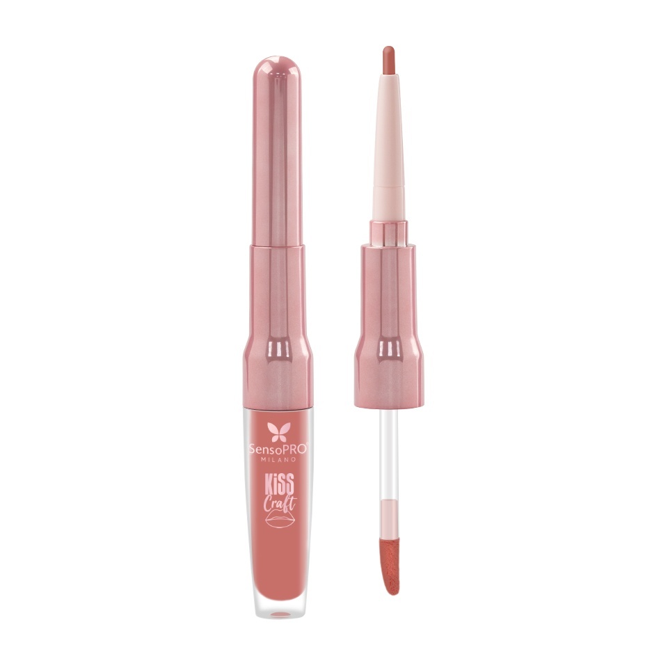 Ruj lichid si creion de buze 2in1 Kiss Craft SensoPRO Milano, Mocha