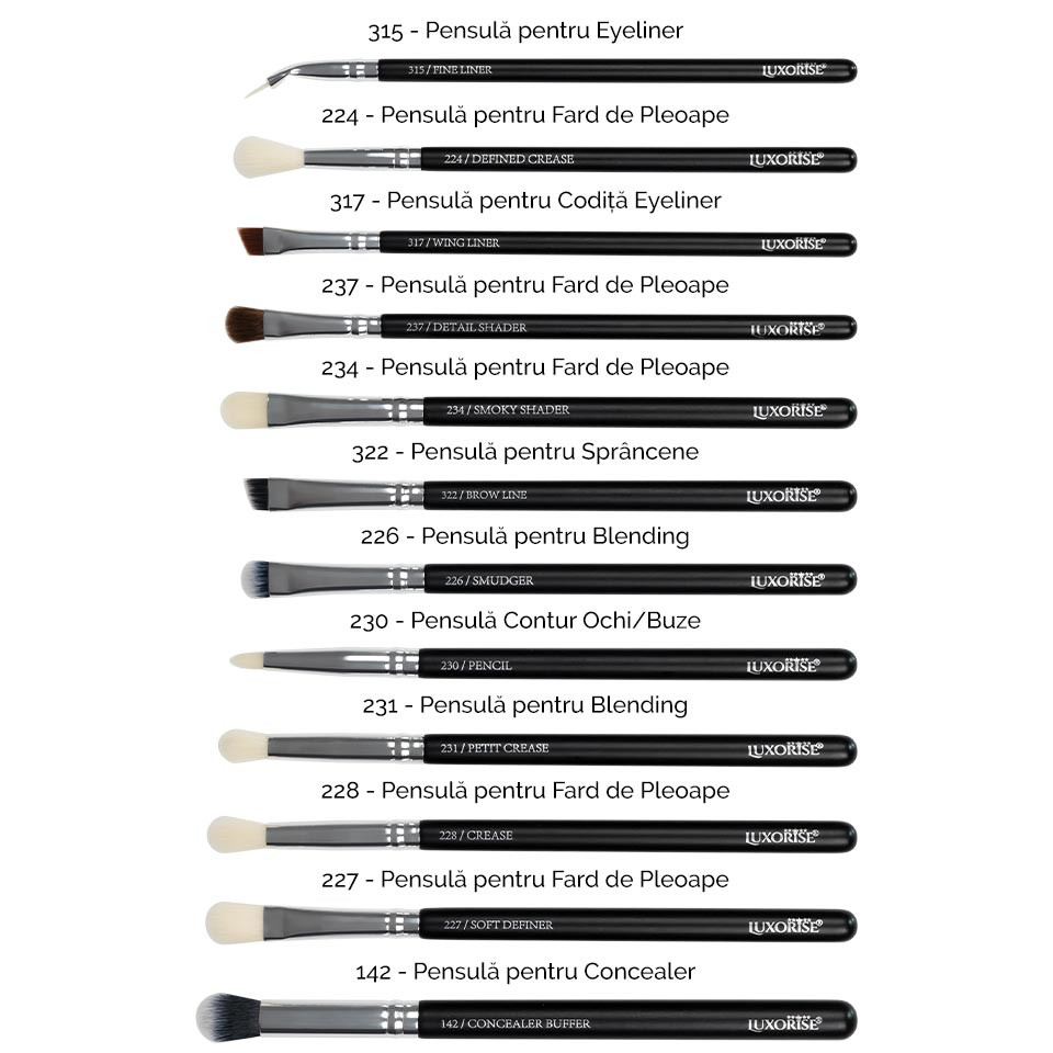 Set 12 Pensule Machiaj LUXORISE Brilliance Silver + Borseta CADOU LUXORISE