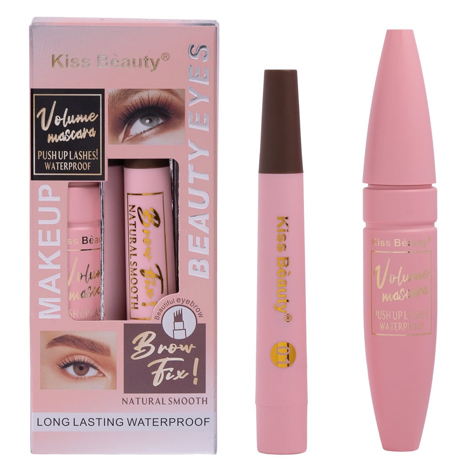 Set 2 in 1 Mascara Volume & Creion Sprancene Microblading Kiss Beauty 01 - 3 | YEO