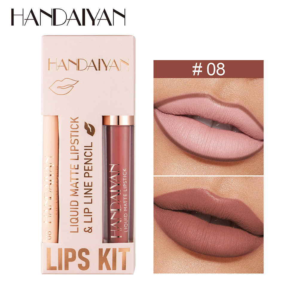 Set 2 in 1 Ruj Lichid Mat & Creion Contur Buze Handaiyan Lips Kit #08 - 3 | YEO