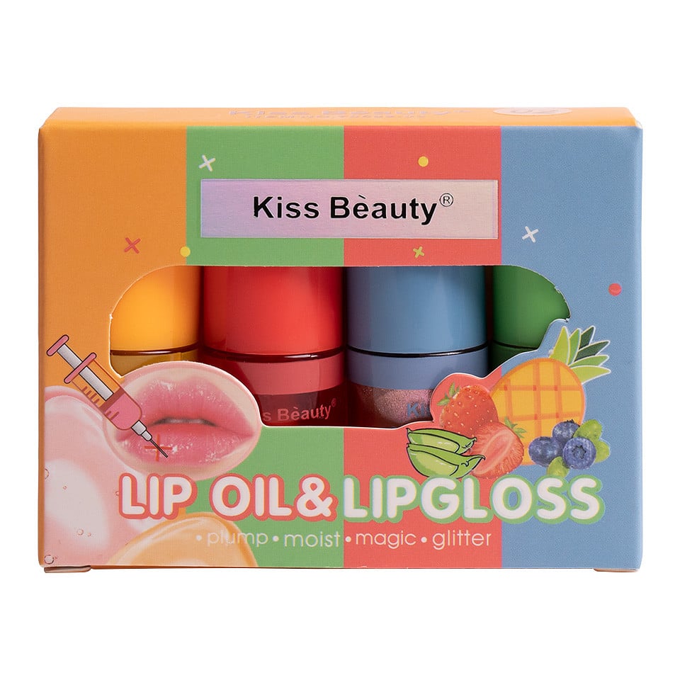 Set 3 Lip Oil + 1 Lip Gloss Kiss Beauty #02 - 1 | YEO