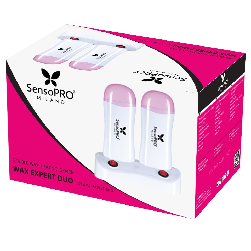 Incalzitor Ceara Epilare dublu cu suport WAX EXPERT DUO - SensoPRO Milano, Roz — imaginea 2