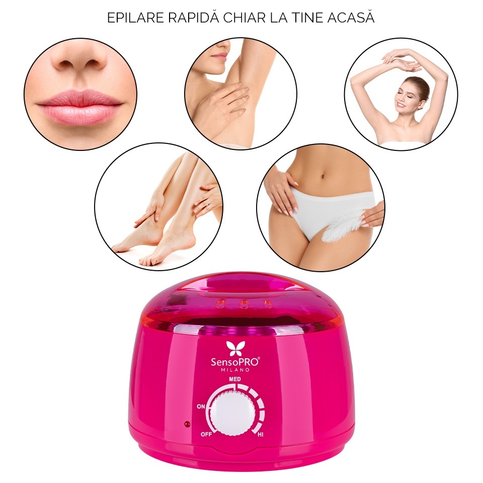 Incalzitor Ceara Epilare PRO WAX 150 - SensoPRO Milano 500ml, Roz - imagine 5