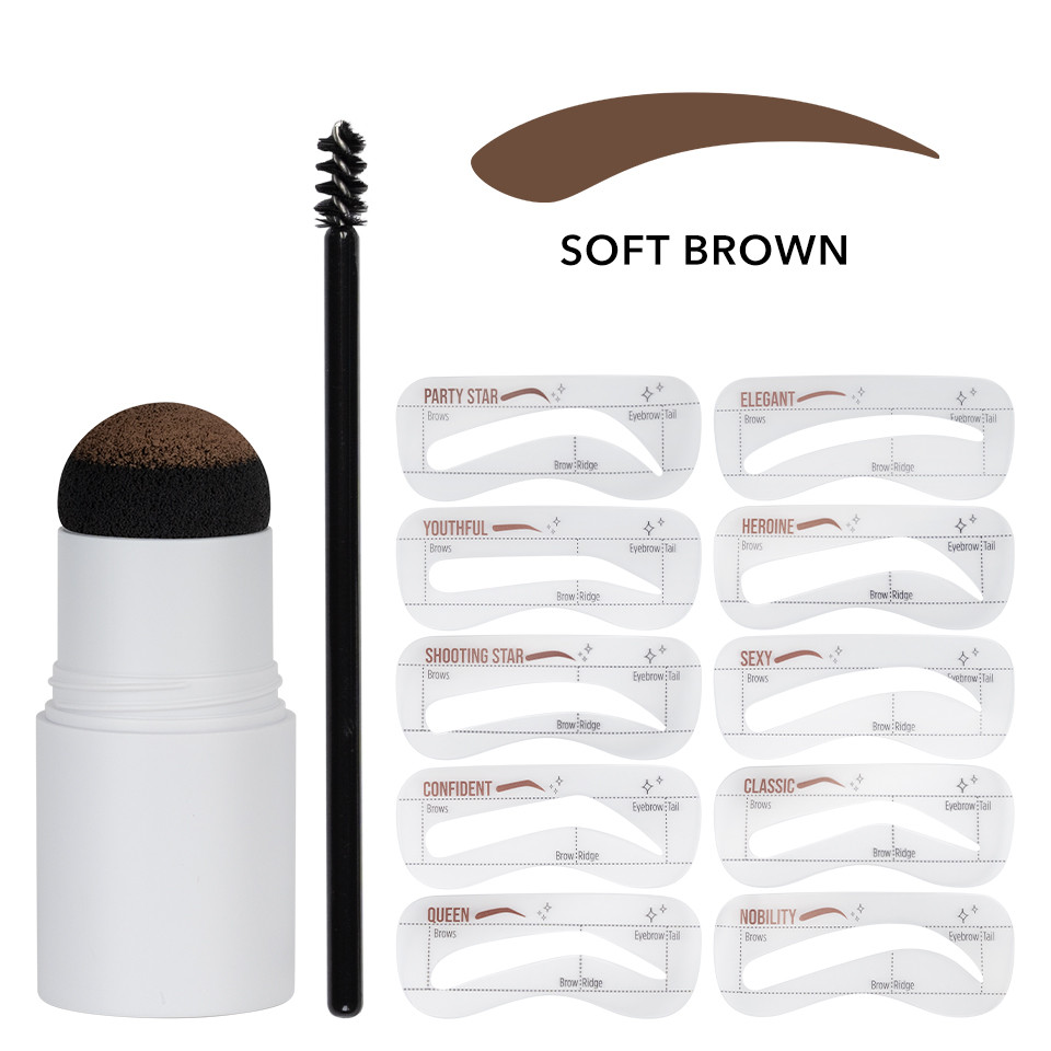 Kit Stampila Sprancene + Sabloane Kiahbeaute Brow Stamp #03 - Soft Brown