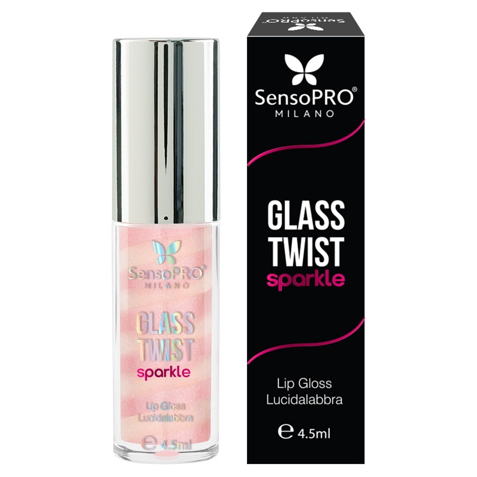 Luciu de buze Glass Twist Sparkle SensoPRO Milano, Sugar Pink - imagine 5