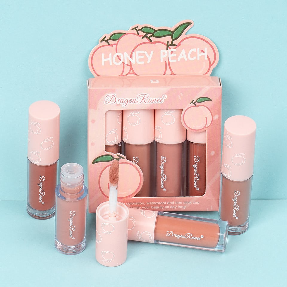 Set 4 Rujuri Lichide Mate Ranee Matte Lipstick, Honey Peach, B - 1 | YEO