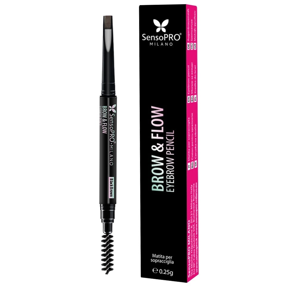 Creion de Sprancene Brow & Flow SensoPRO Milano - Black Brown — imaginea 6