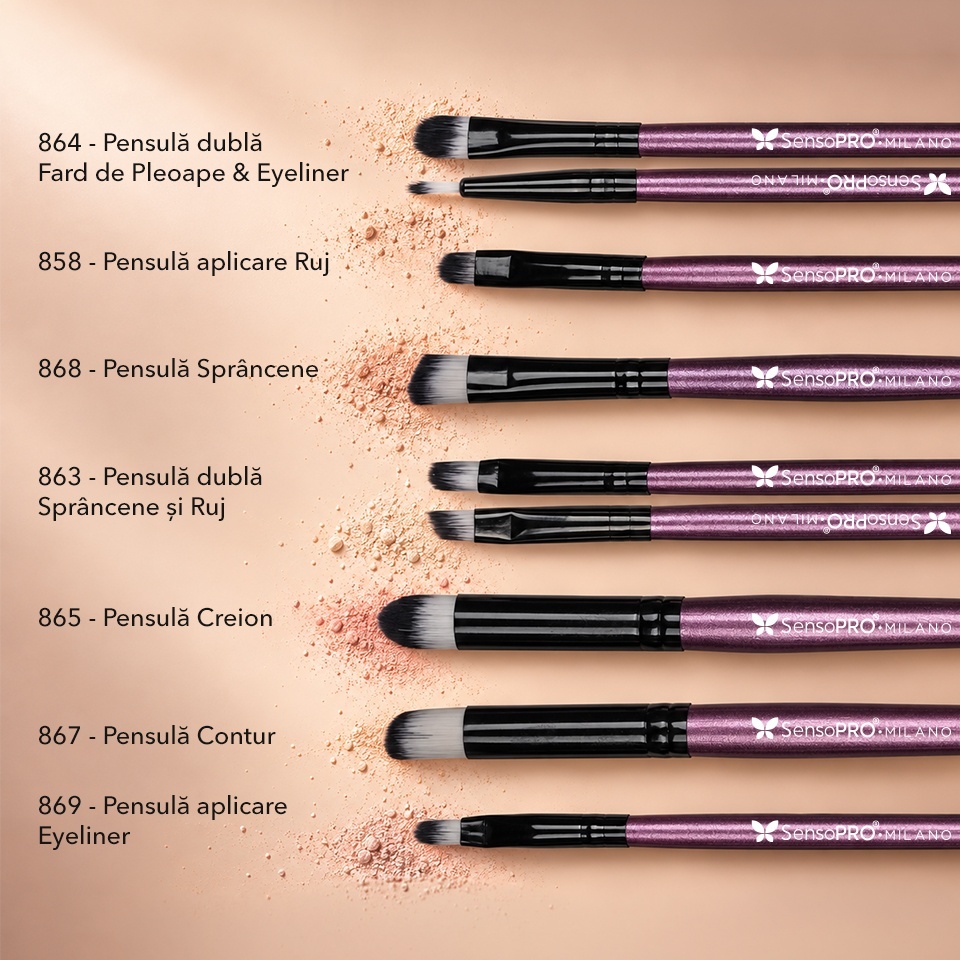 Set 20 Pensule Machiaj Profesionale SensoPRO Milano Travel Mauve + CADOU – imagine 2