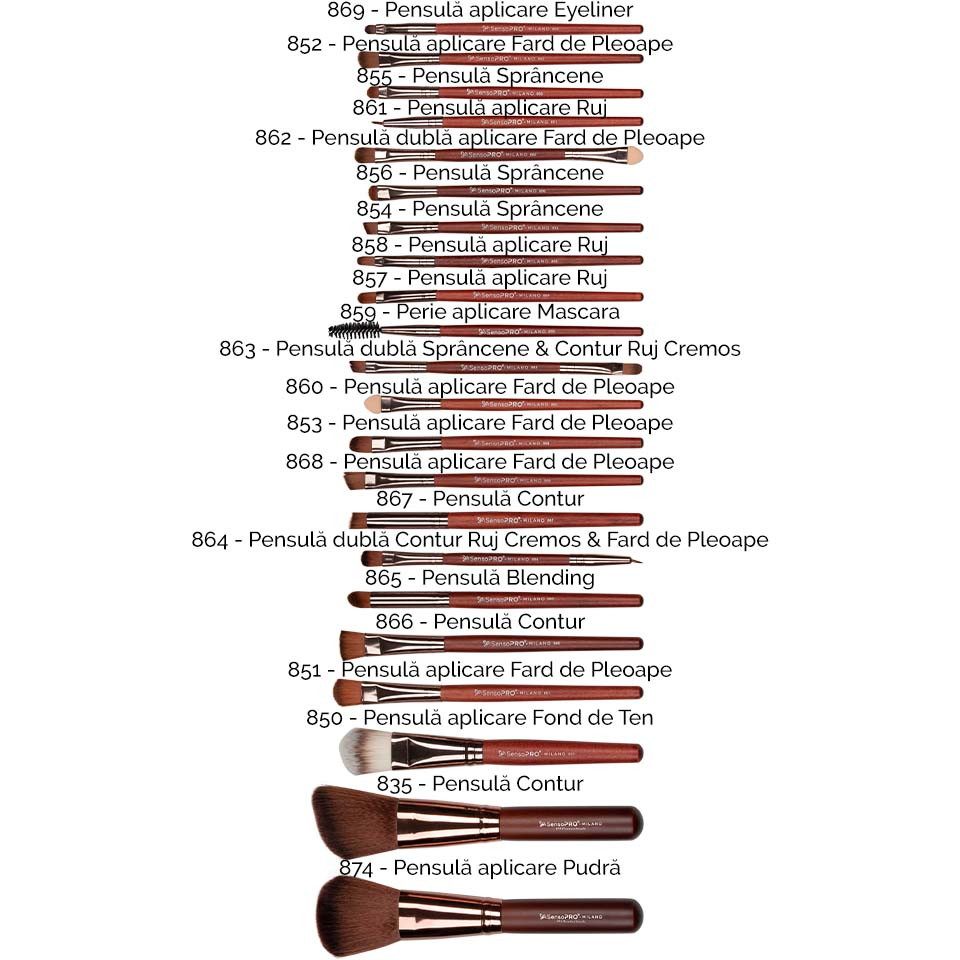 Set 22 Pensule Machiaj Profesionale SensoPRO Milano Travel Brown + CADOU SensoPRO Milano