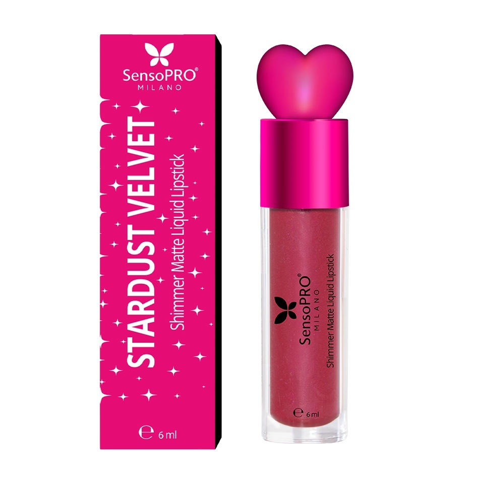 Ruj Lichid Mat cu Sclipici Stardust Velvet - SensoPRO Milano, Stellar Mauve — imaginea 2