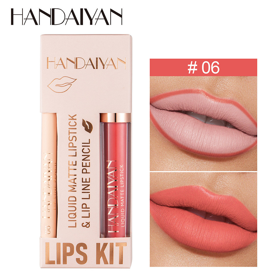 Set 2 in 1 Ruj Lichid Mat & Creion Contur Buze Handaiyan Lips Kit #06 - 2 | YEO