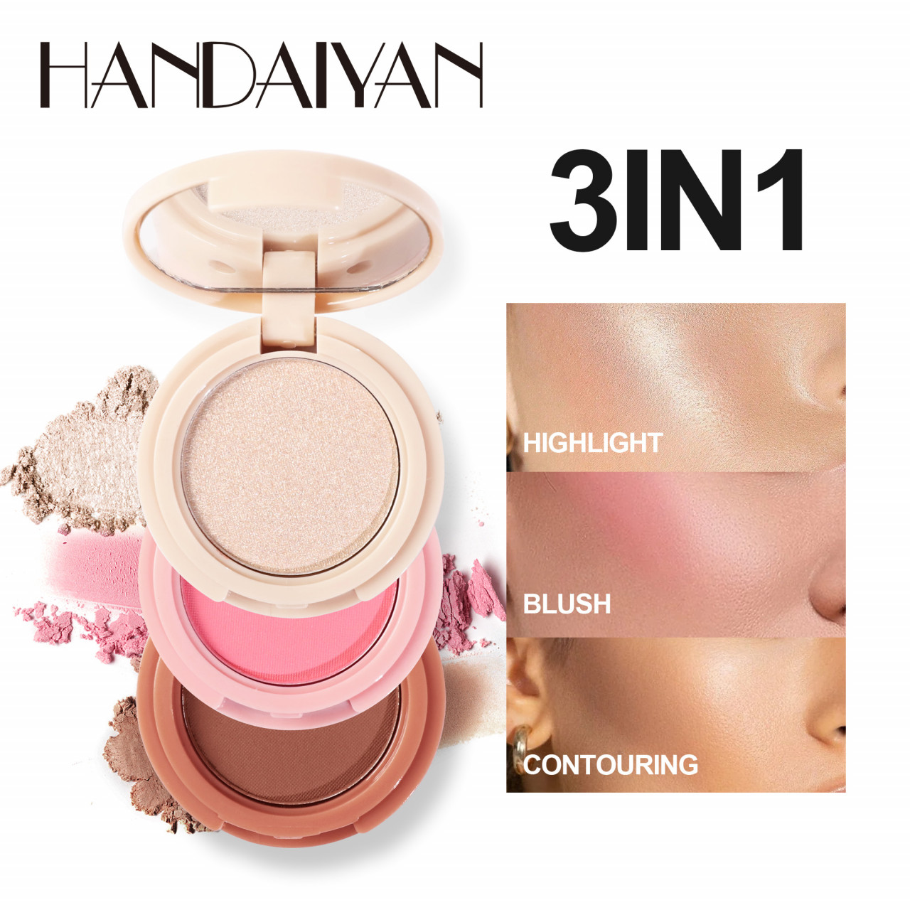 Set 3 in 1 Handaiyan Highlight & Blush & Contouring #03 - 1 | YEO