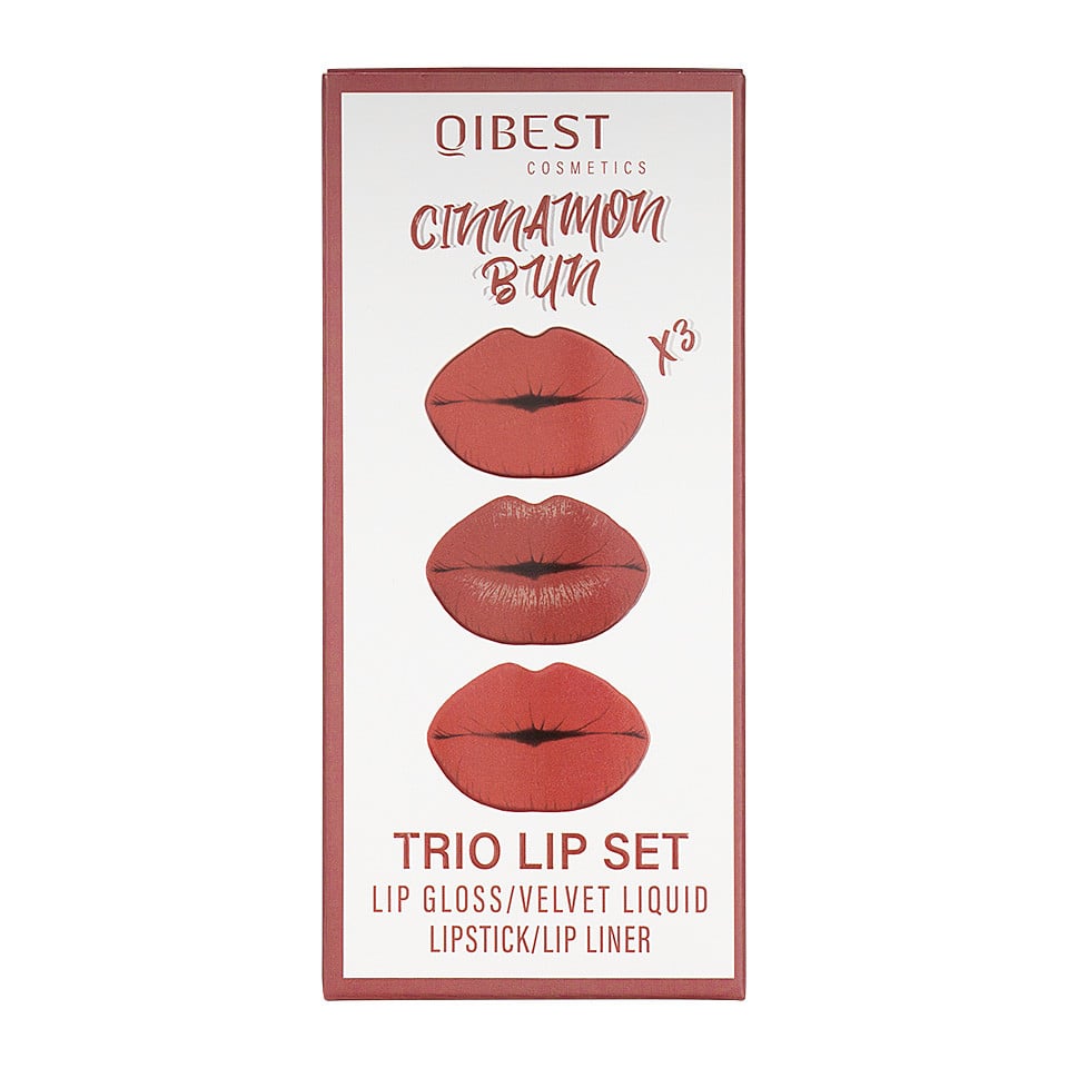 Set 3 in 1 Ruj Lichid Mat & Lip Gloss & Creion Contur Buze Qibest #03 - 2 | YEO