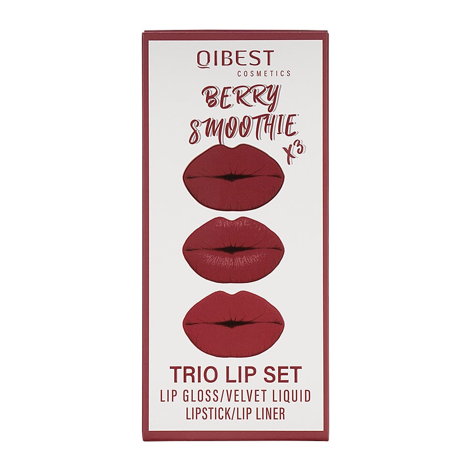 Set 3 in 1 Ruj Lichid Mat & Lip Gloss & Creion Contur Buze Qibest #07 - 2 | YEO