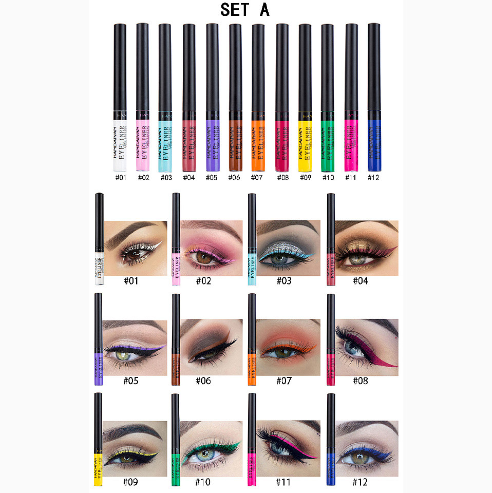 Set 12 culori Eyeliner Colorat Mat Handaiyan #A - 3 | YEO