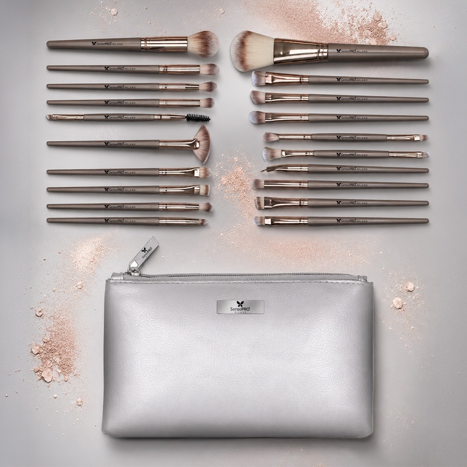 Set 20 pensule machiaj SensoPRO Milano, Nude + Borseta Cadou – imagine 2