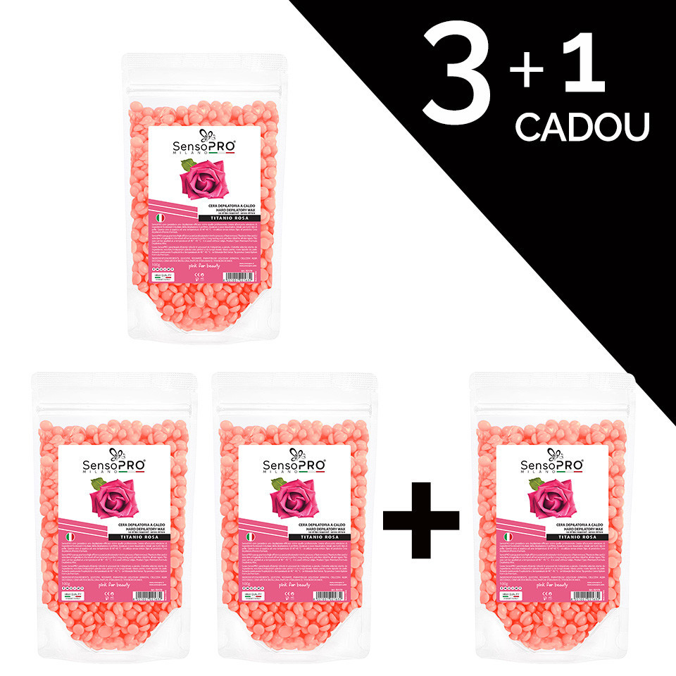 Set 3+1 Gratuit Ceara Epilat Elastica Granule SensoPRO Milano Titanio Rosa, 100g