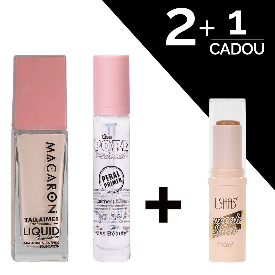 Set Fond de Ten TLM Macaron + Baza Machiaj Peral Primer + CADOU Concealer Stick Ushas