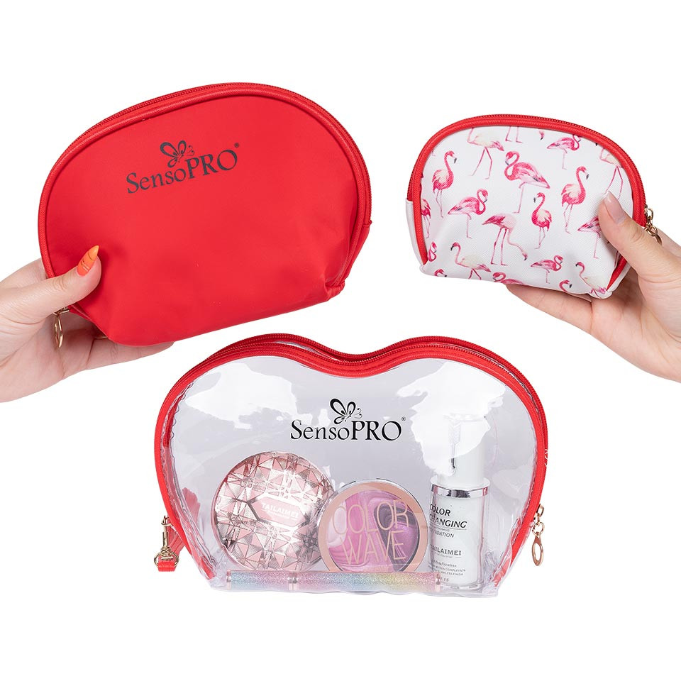 Portfard Travel Transparent & Red, SensoPRO Flamingo, set 3 buc - 3 | YEO