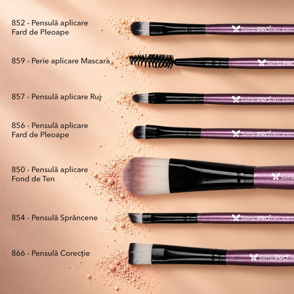 Set 20 Pensule Machiaj Profesionale SensoPRO Milano Travel Mauve + CADOU – imagine 3