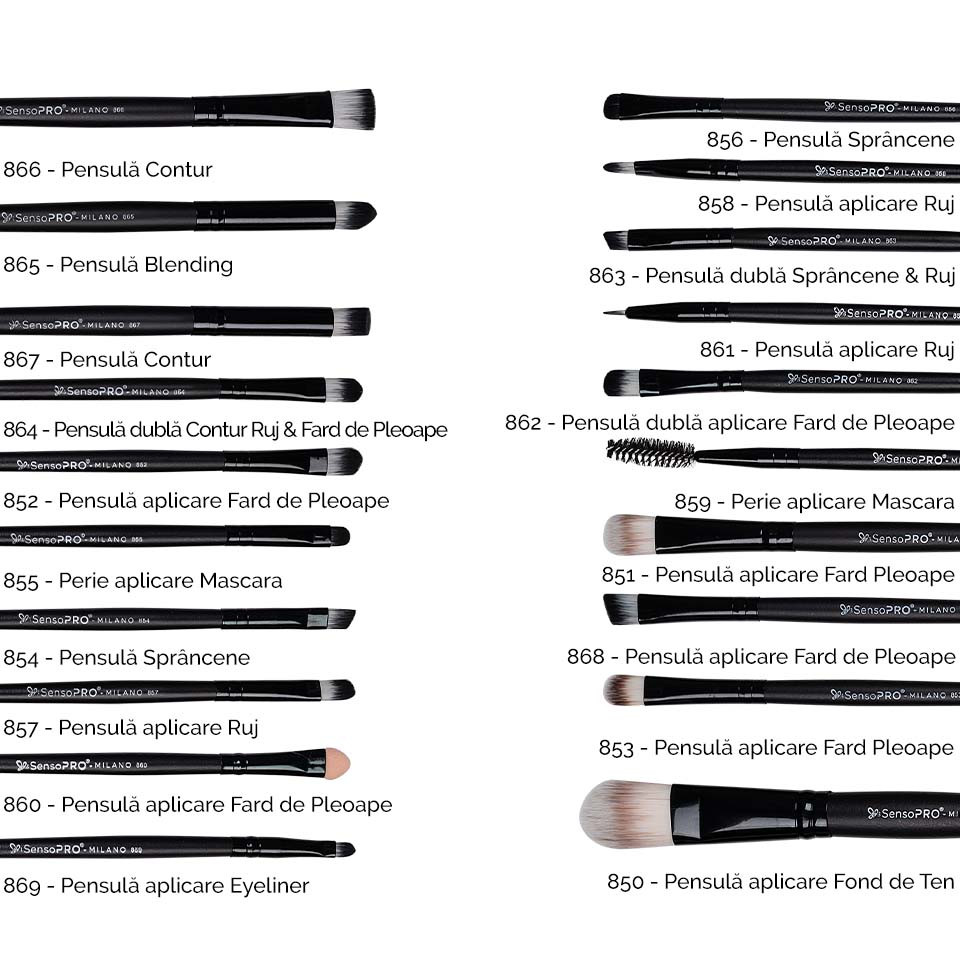 Set 20 pensule machiaj SensoPRO Milano Travel Back to Black + CADOU SensoPRO Milano