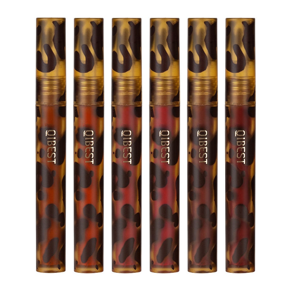 Set 6 Rujuri Lichide Mate Qibest Leopard Print Non-Stick ColorLip Gloss #02 - 2 | YEO