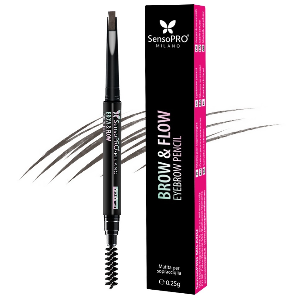 Creion de Sprancene Brow & Flow SensoPRO Milano - Black Brown