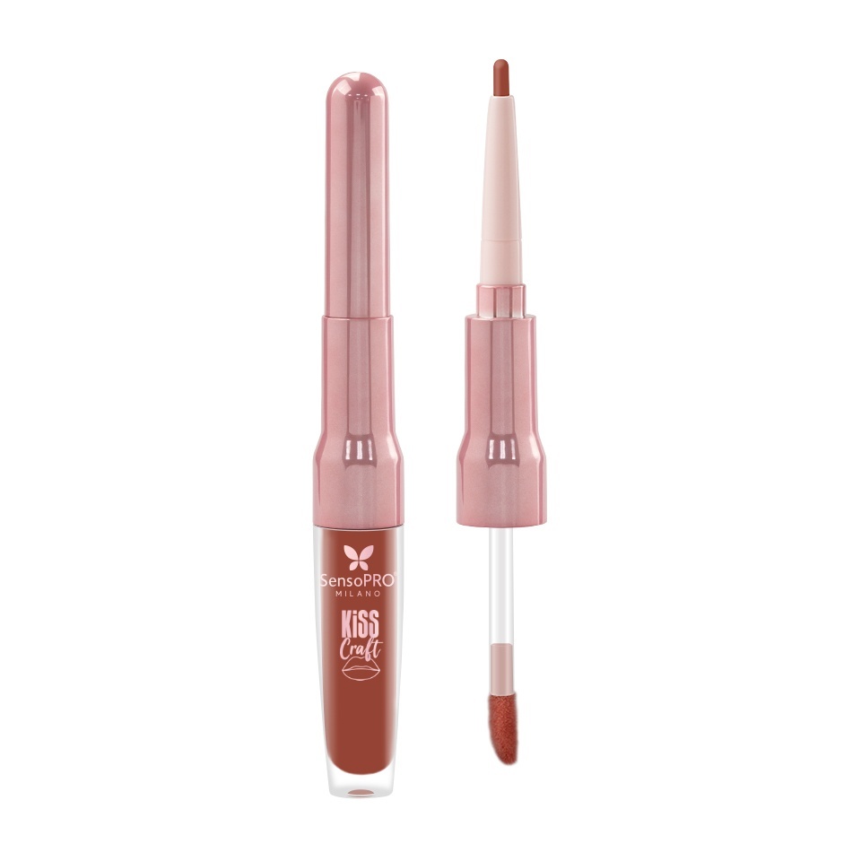 Ruj lichid si creion de buze 2in1 Kiss Craft SensoPRO Milano, Terra