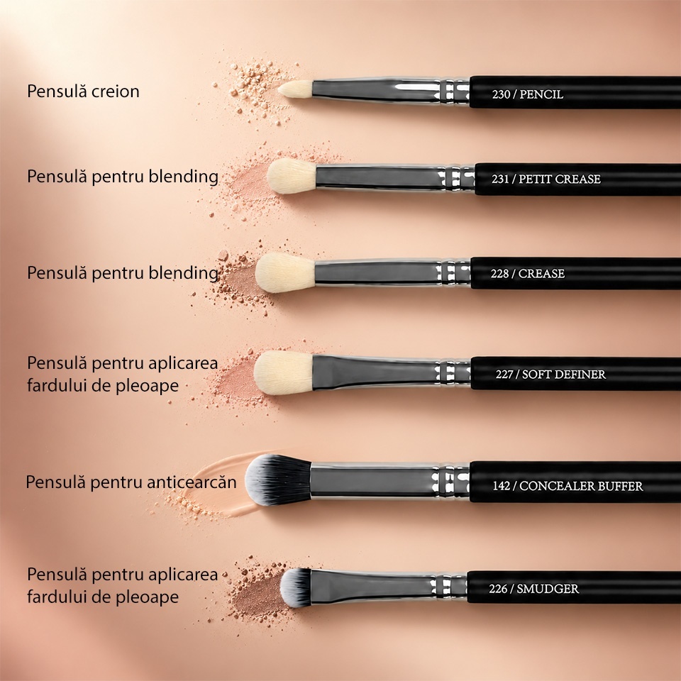 Set 12 Pensule Machiaj LUXORISE Brilliance Silver + Borseta CADOU – imagine 3