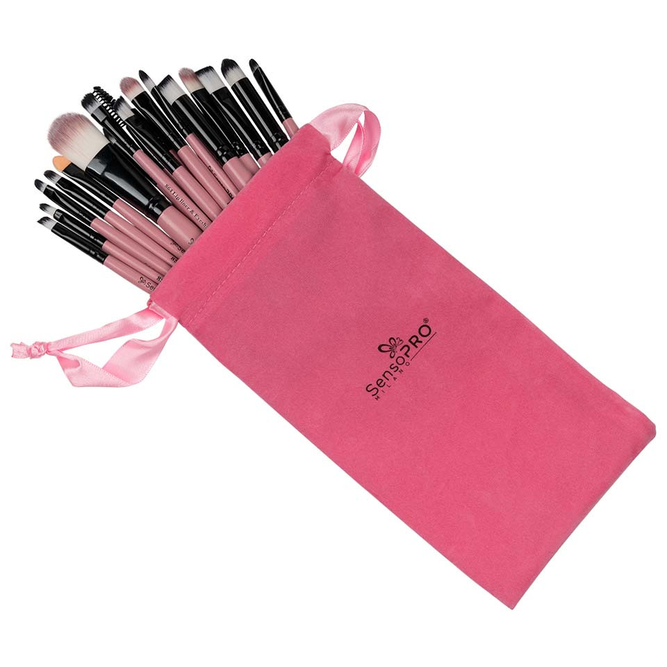 Set 20 Pensule Machiaj Profesionale SensoPRO Milano Travel Pink + CADOU - 3 | YEO