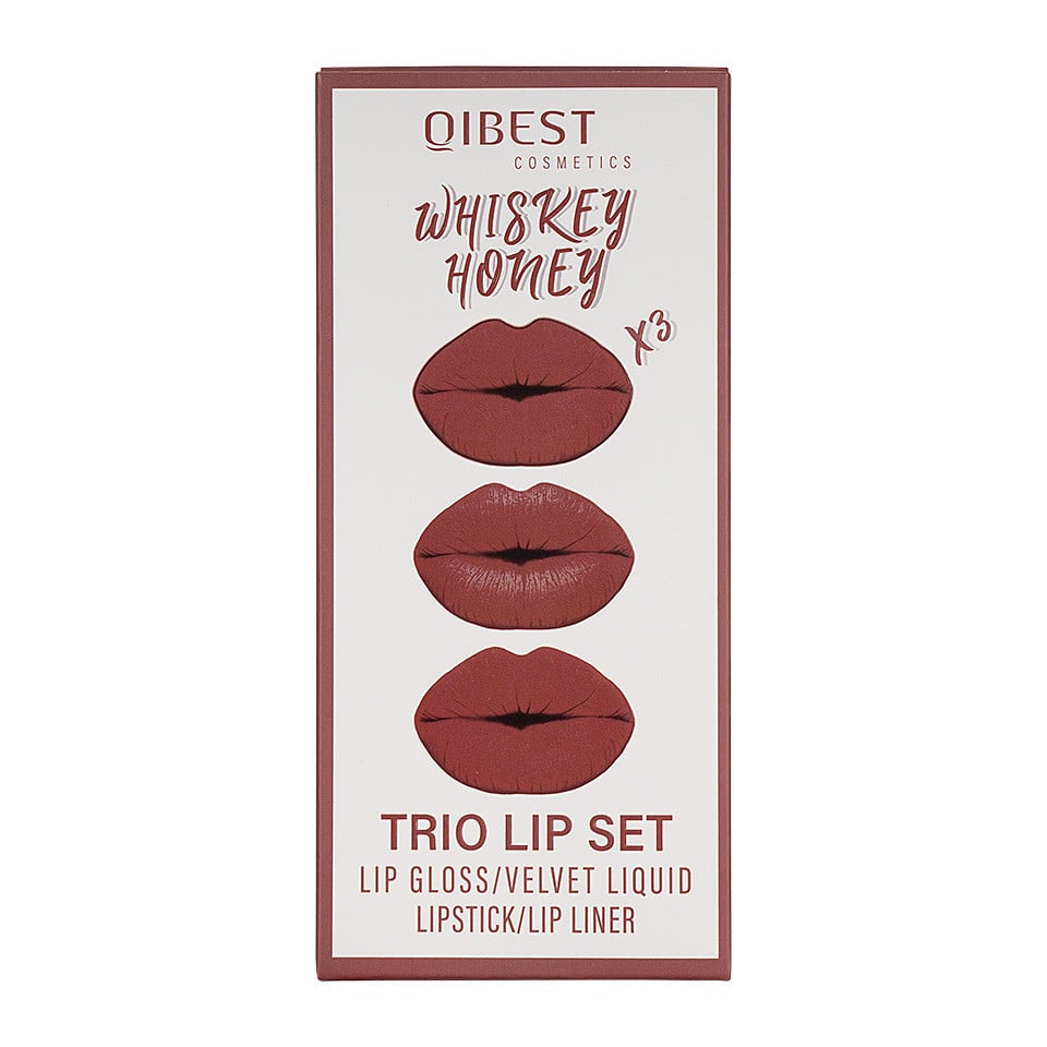 Set 3 in 1 Ruj Lichid Mat & Lip Gloss & Creion Contur Buze Qibest #05 - 2 | YEO