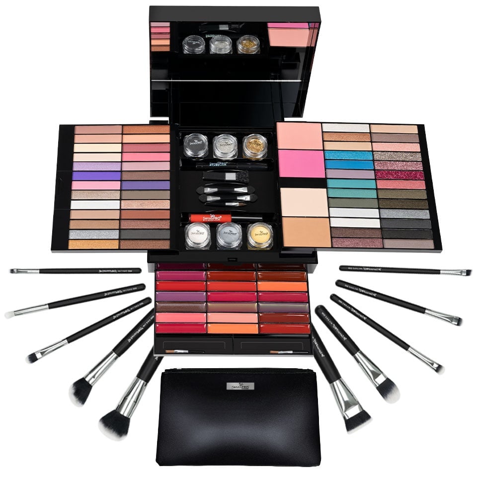 Trusa Machiaj Attractive Diva Makeup Box + CADOU Set 10 Pensule Machiaj, SensoPRO Milano