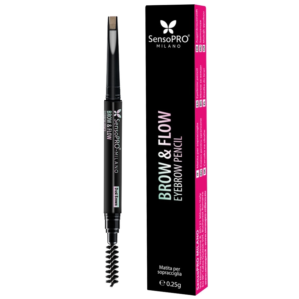 Creion de Sprancene Brow & Flow SensoPRO Milano - Dust Brown — imaginea 6