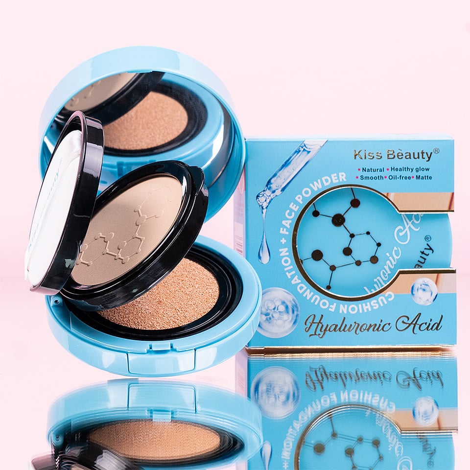 Fond de Ten Cushion Foundation & Pudra Fata Kiss Beauty, Hyaluronic Acid 01