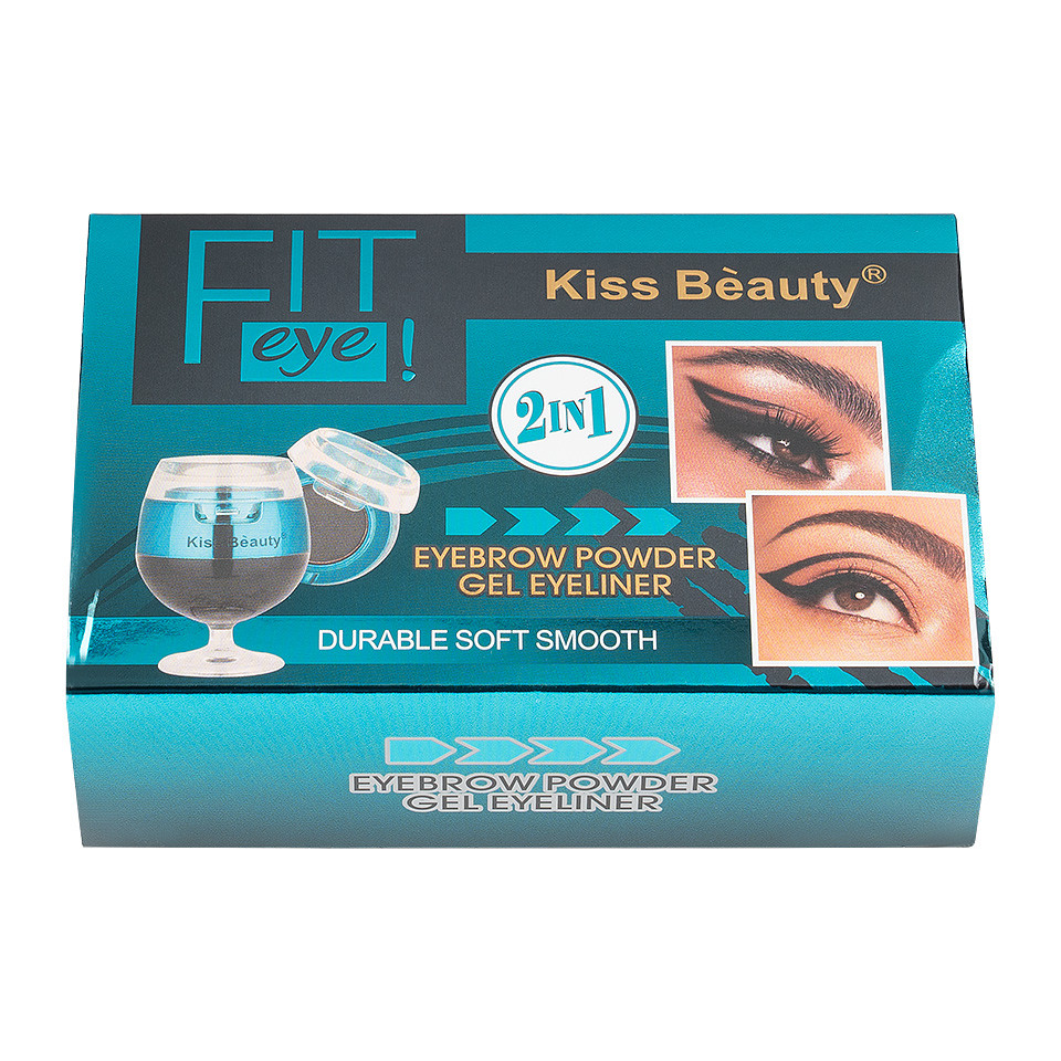 Kit Sprancene 2 in 1 Kiss Beauty Fit Eye, 2 Eyelinere Crema-gel, 2 Pudre Sprancene + Pensula Aplicare - 2 | YEO