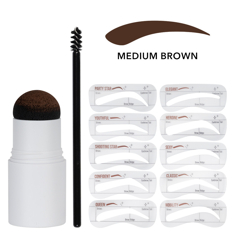 Kit Stampila Sprancene + Sabloane Kiahbeaute Brow Stamp #02 - Medium Brown