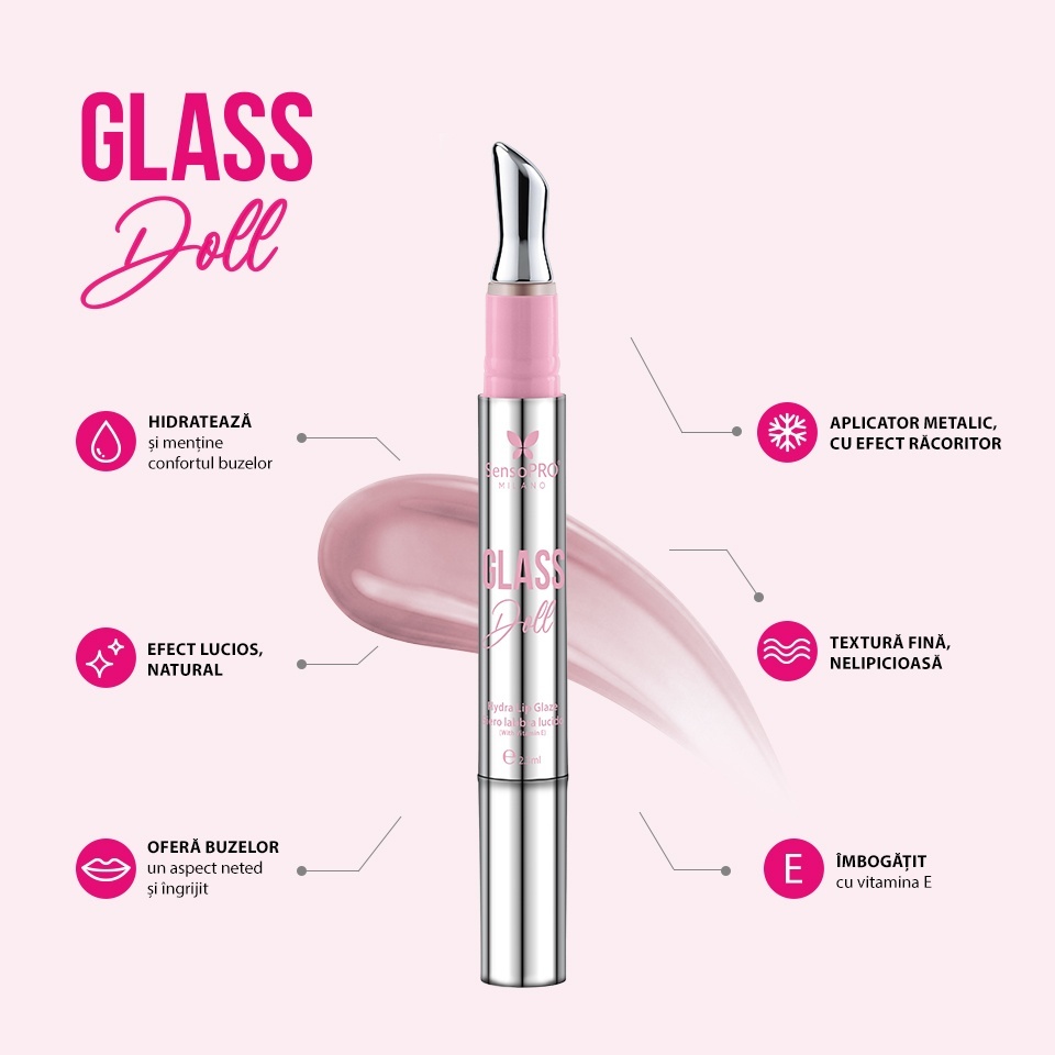 Ser stralucitor buze Glass Doll SensoPRO Milano, Berry Couture - imagine 3