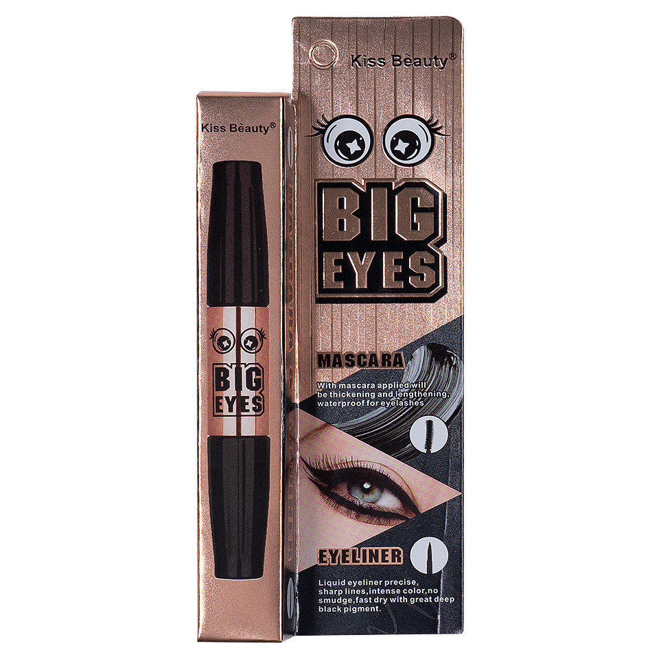 Set 2 in 1 Mascara & Eyeliner lichid Big Eyes Kiss Beauty - 2 | YEO