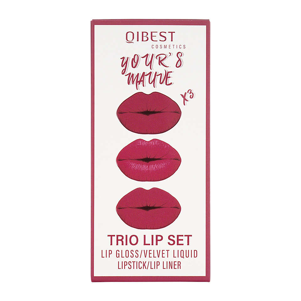 Set 3 in 1 Ruj Lichid Mat & Lip Gloss & Creion Contur Buze Qibest #09 - 2 | YEO