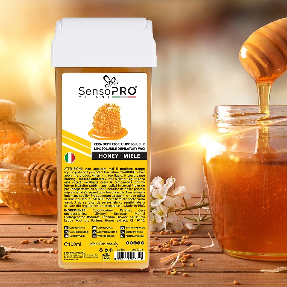 Ceara Epilat Unica Folosinta SensoPRO Milano, Rezerva Miere de Albine 100ml - imagine 2
