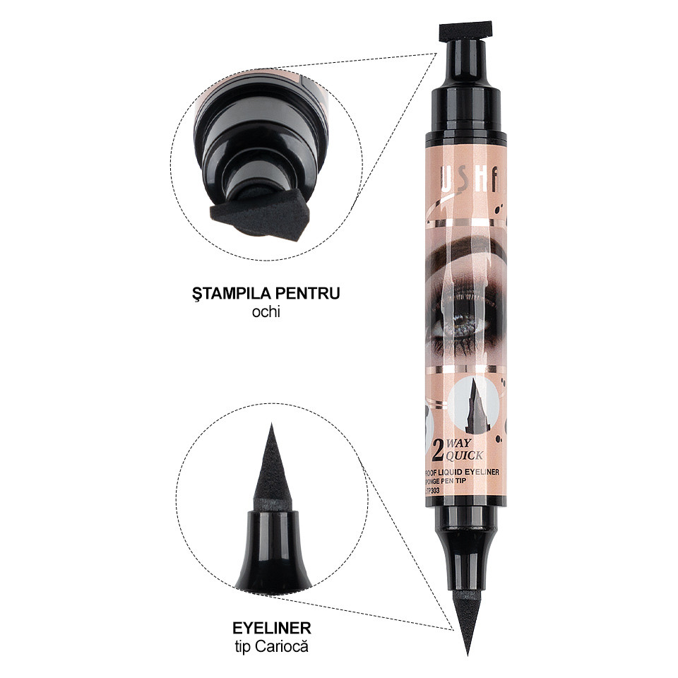 Eyeliner tip Carioca cu Stampila Ochi, Ushas Cool Black - 2 | YEO