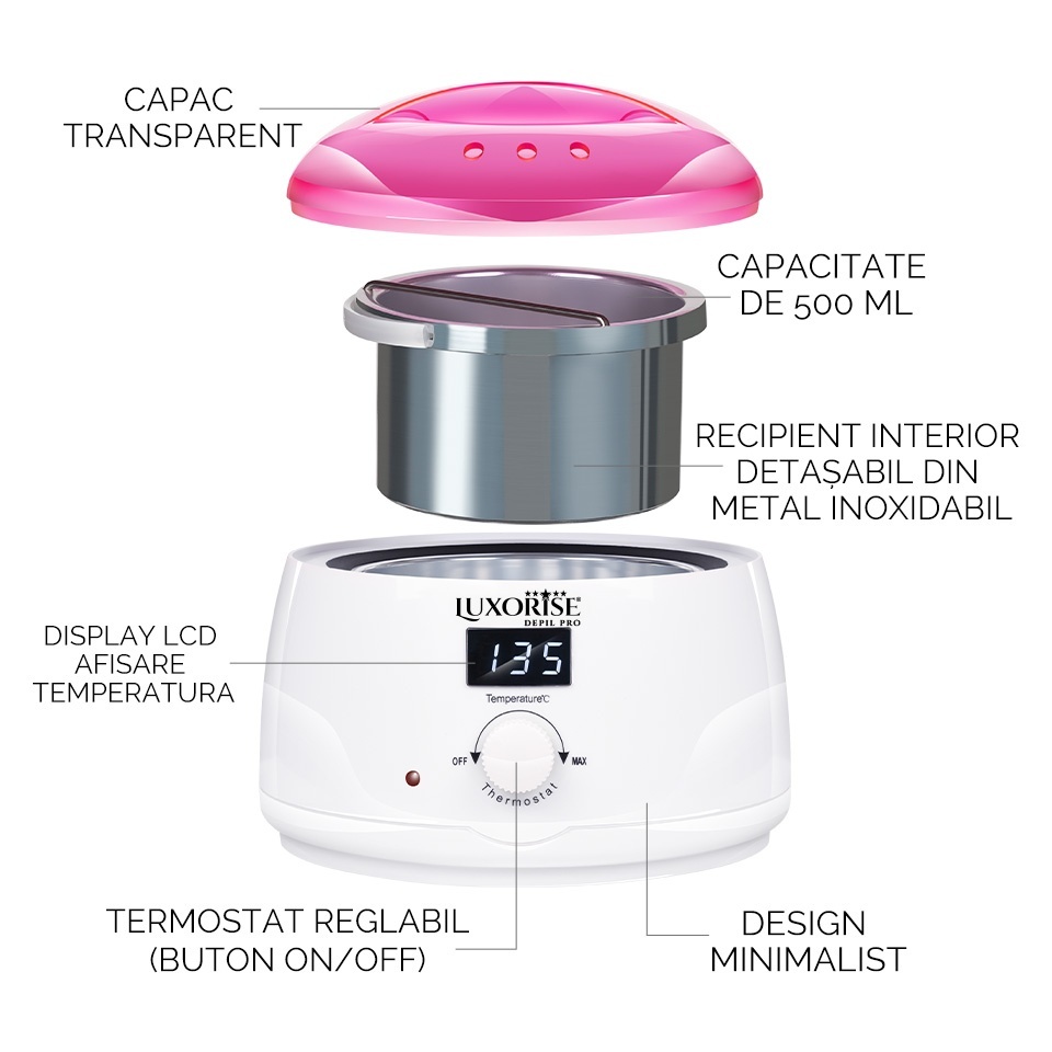 Incalzitor Ceara Epilare PRO WAX REVOLUTION - LUXORISE, 500ml - imagine 2