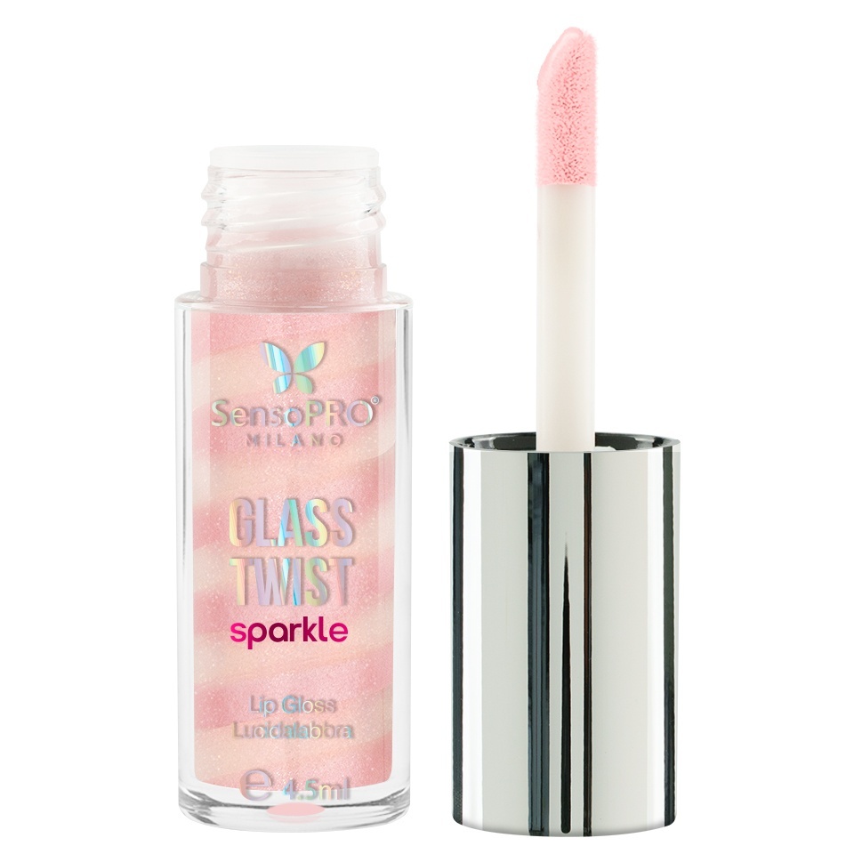 Luciu de buze Glass Twist Sparkle SensoPRO Milano, Sugar Pink - imagine 4
