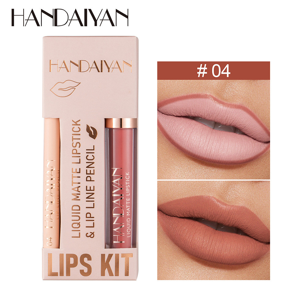 Set 2 in 1 Ruj Lichid Mat & Creion Contur Buze Handaiyan Lips Kit #04 - 3 | YEO